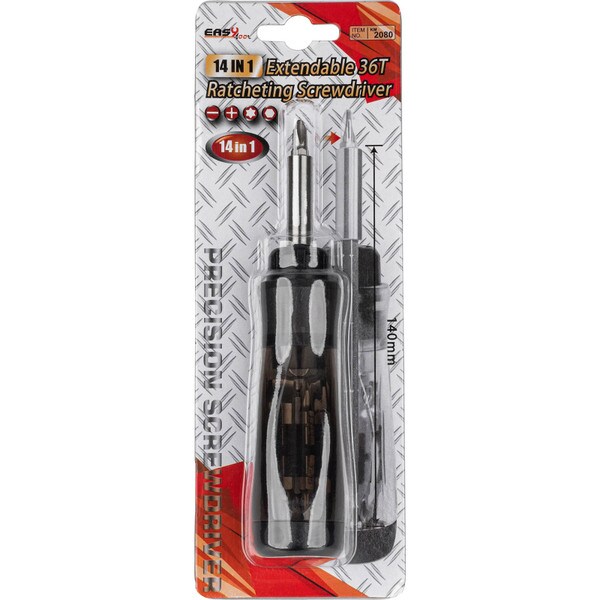 Main product image for 14 in 1 Extendable 36T Ratcheting Multi-Bit Screwdriv360-146
